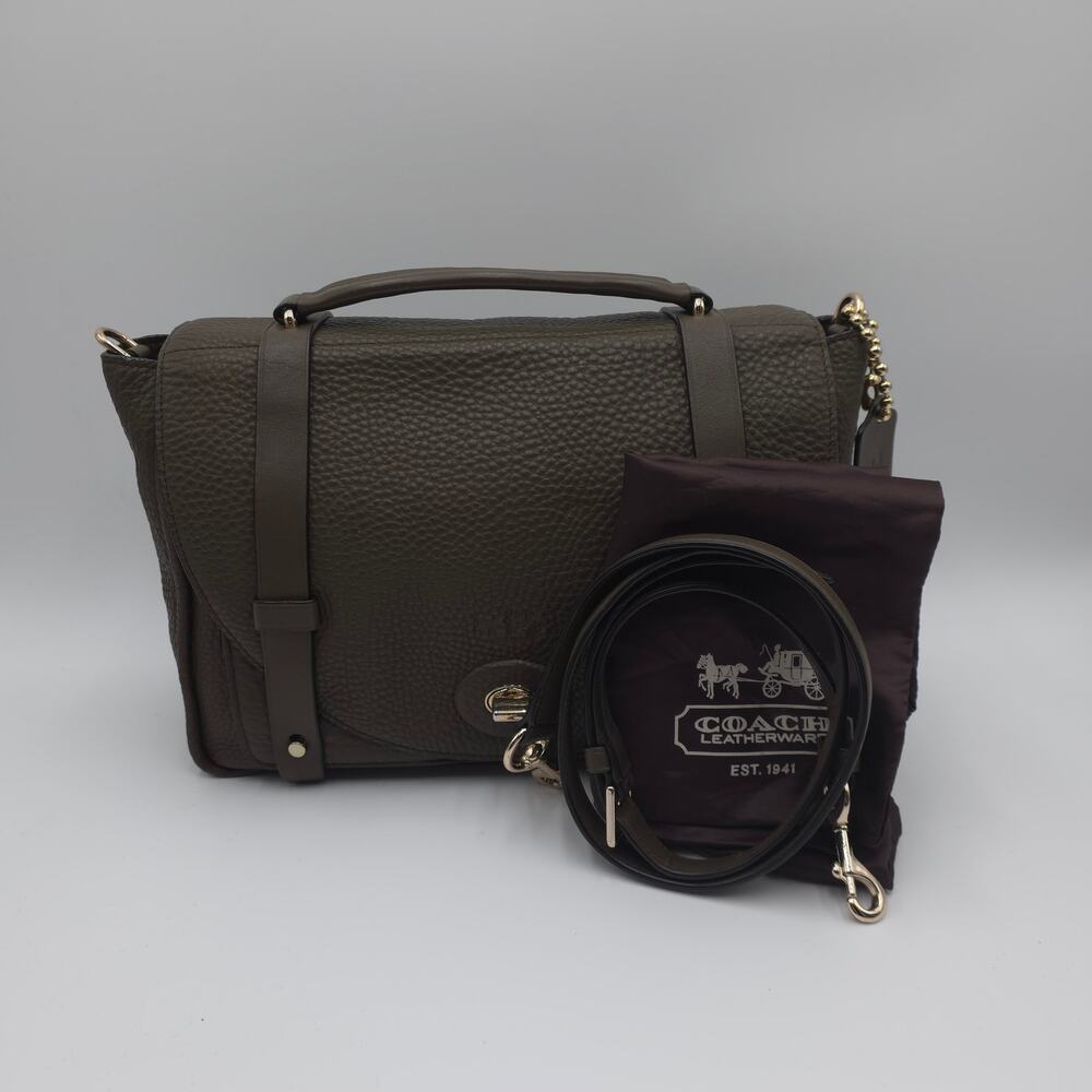 Coach Dark Olive/Brown Leather Crossbody Satchel